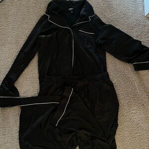 INC International Concepts Black Pajama Top with Silver Trim